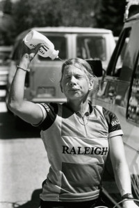 Cooling off after the finish at Idaho City in 1986.