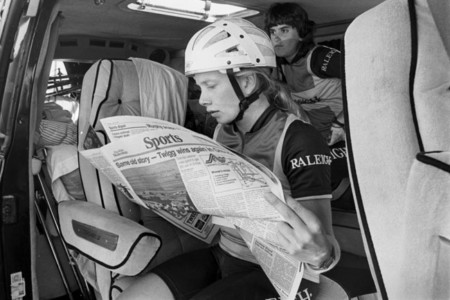Before the internet catching up on news at the 1986 race.