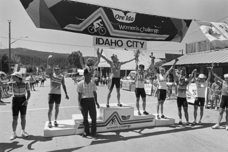 The podium at the 1986 Boise to Idaho City stage.