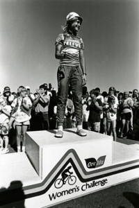 Rebecca Twigg on the top step of the 1987 race.